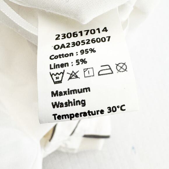 Commense Cotton/Linen White Short Gray Piping Outline Pockets SIze L - Picture 4 of 5